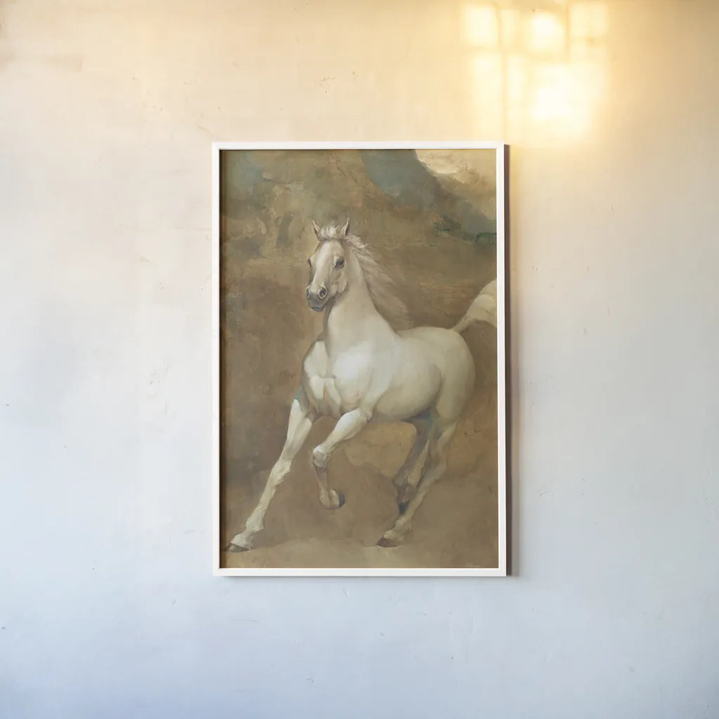 White Knight Crop by Albena Hristova. shown as a paper print in a white frame. Available as a archival giclee rolled canvas, fine art paper, or poster print. SKU 6264h.