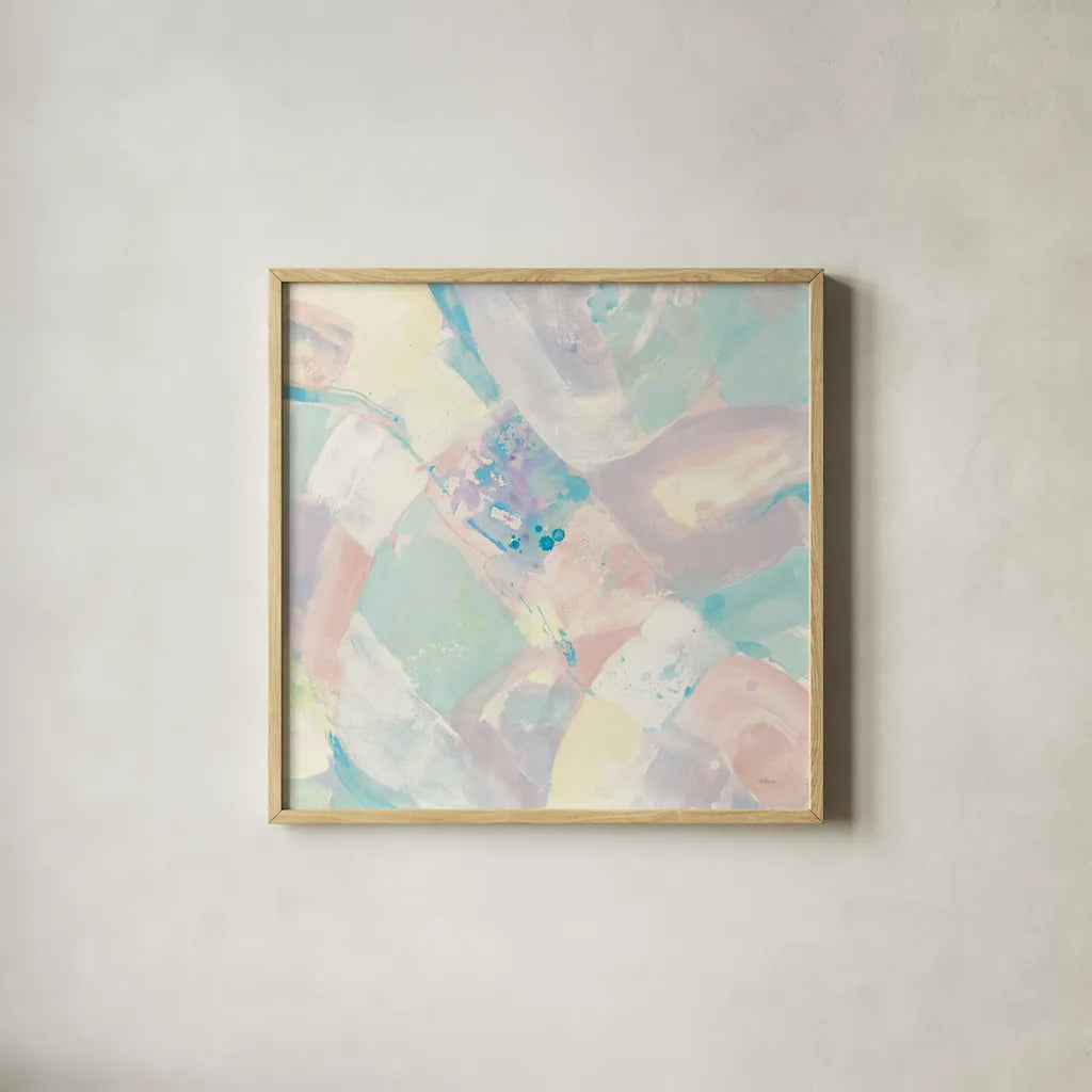 White Rock I Pastel by Albena Hristova. Shown in a natural wood glass frame for a timeless modern aesthetic. Available as an archival giclee rolled canvas, fine art paper, or poster print. SKU 48320a.