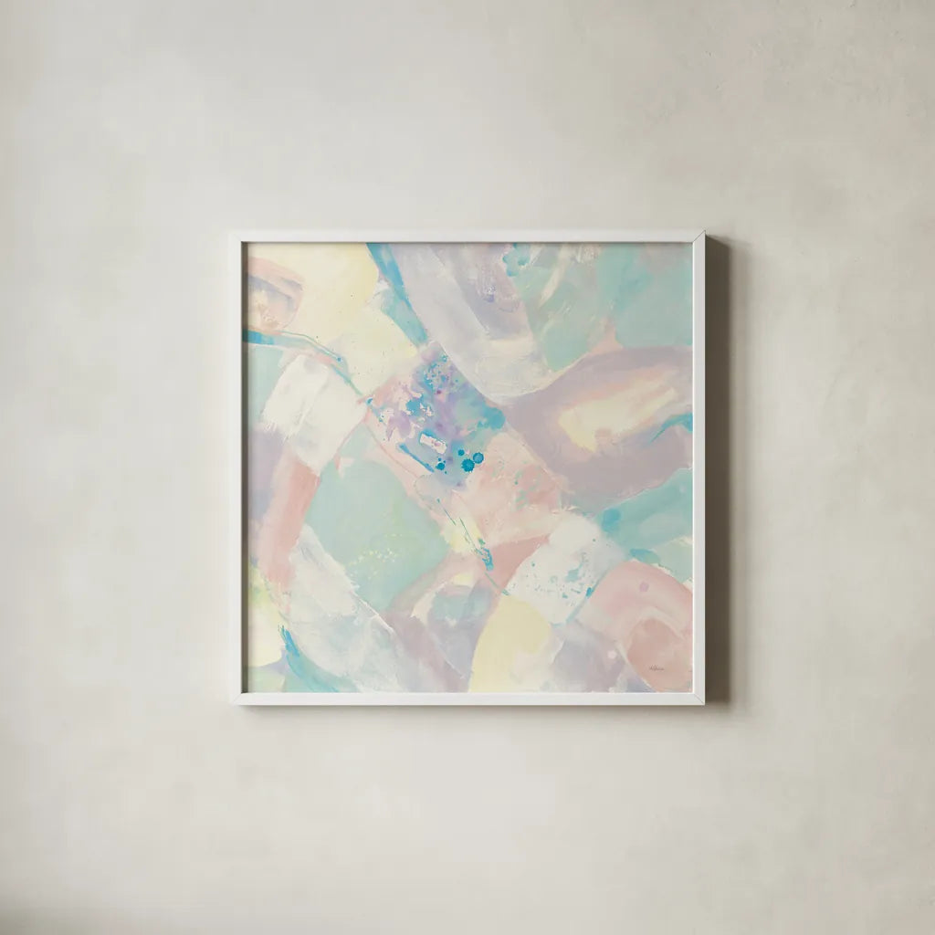 White Rock I Pastel by Albena Hristova. Shown in a crisp white glass frame for a clean and minimalist style. Available as an archival giclee rolled canvas, fine art paper, or poster print. SKU 48320a.