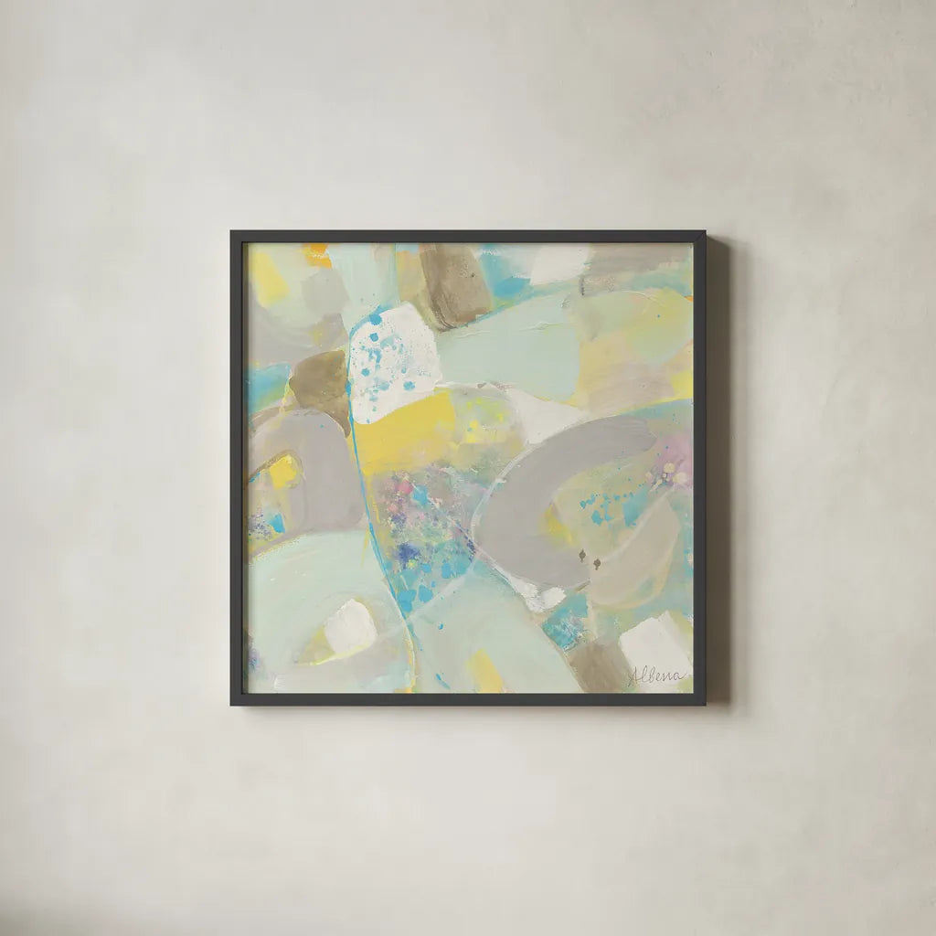 White Rock II by Albena Hristova. Shown in a sleek black glass frame for a contemporary gallery look. Available as an archival giclee rolled canvas, fine art paper, or poster print. SKU 21372a.