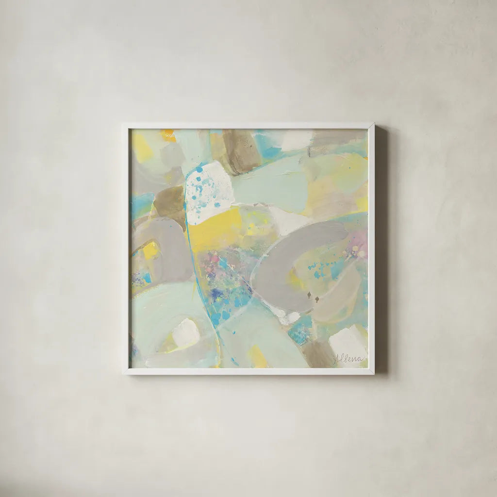 White Rock II by Albena Hristova. Shown in a crisp white glass frame for a clean and minimalist style. Available as an archival giclee rolled canvas, fine art paper, or poster print. SKU 21372a.