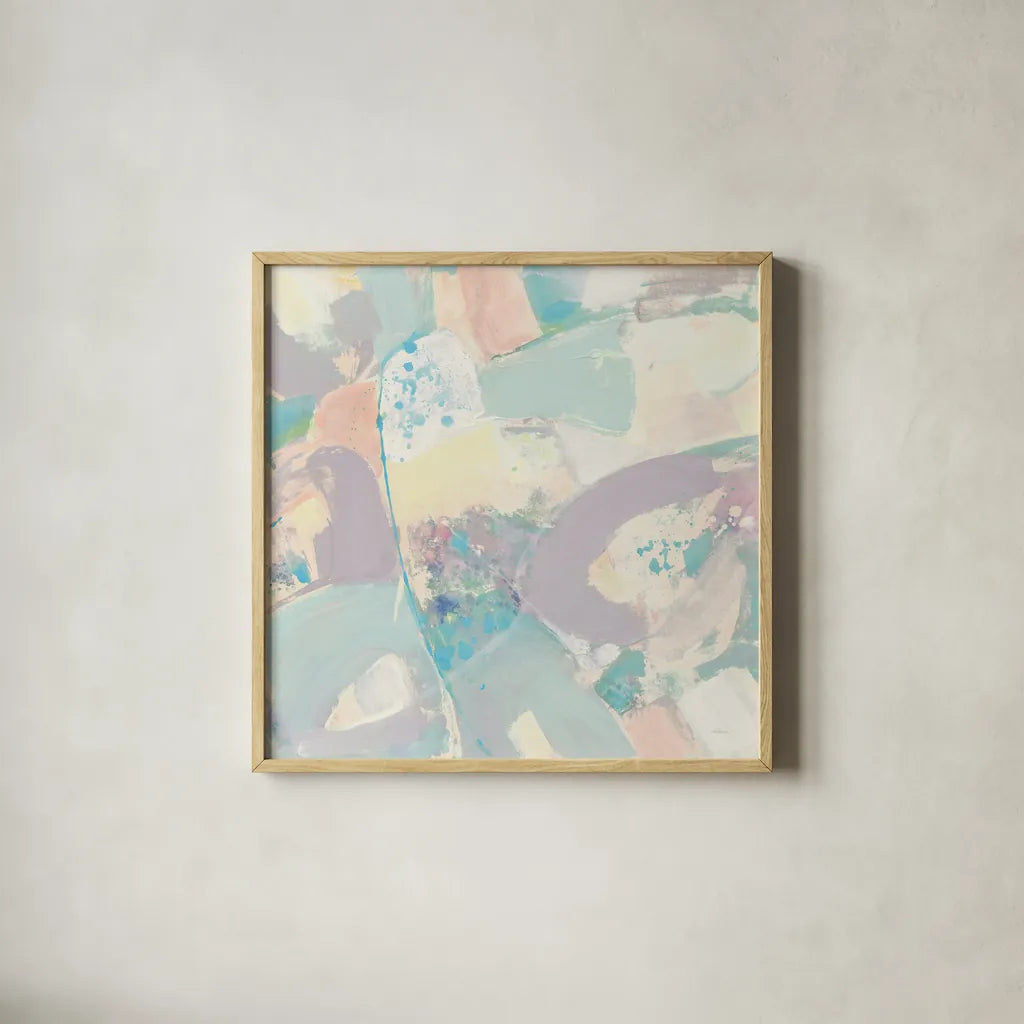 White Rock II Pastel by Albena Hristova. Shown in a natural wood glass frame for a timeless modern aesthetic. Available as an archival giclee rolled canvas, fine art paper, or poster print. SKU 48321a.