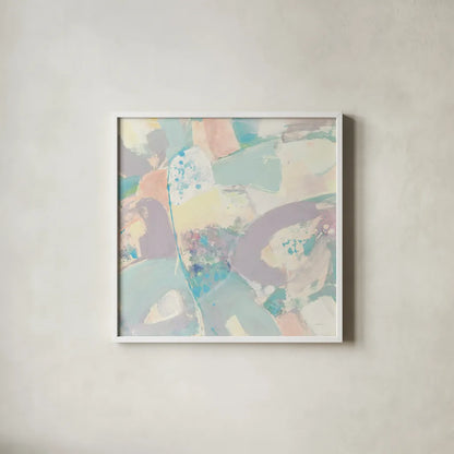 White Rock II Pastel by Albena Hristova. Shown in a crisp white glass frame for a clean and minimalist style. Available as an archival giclee rolled canvas, fine art paper, or poster print. SKU 48321a.