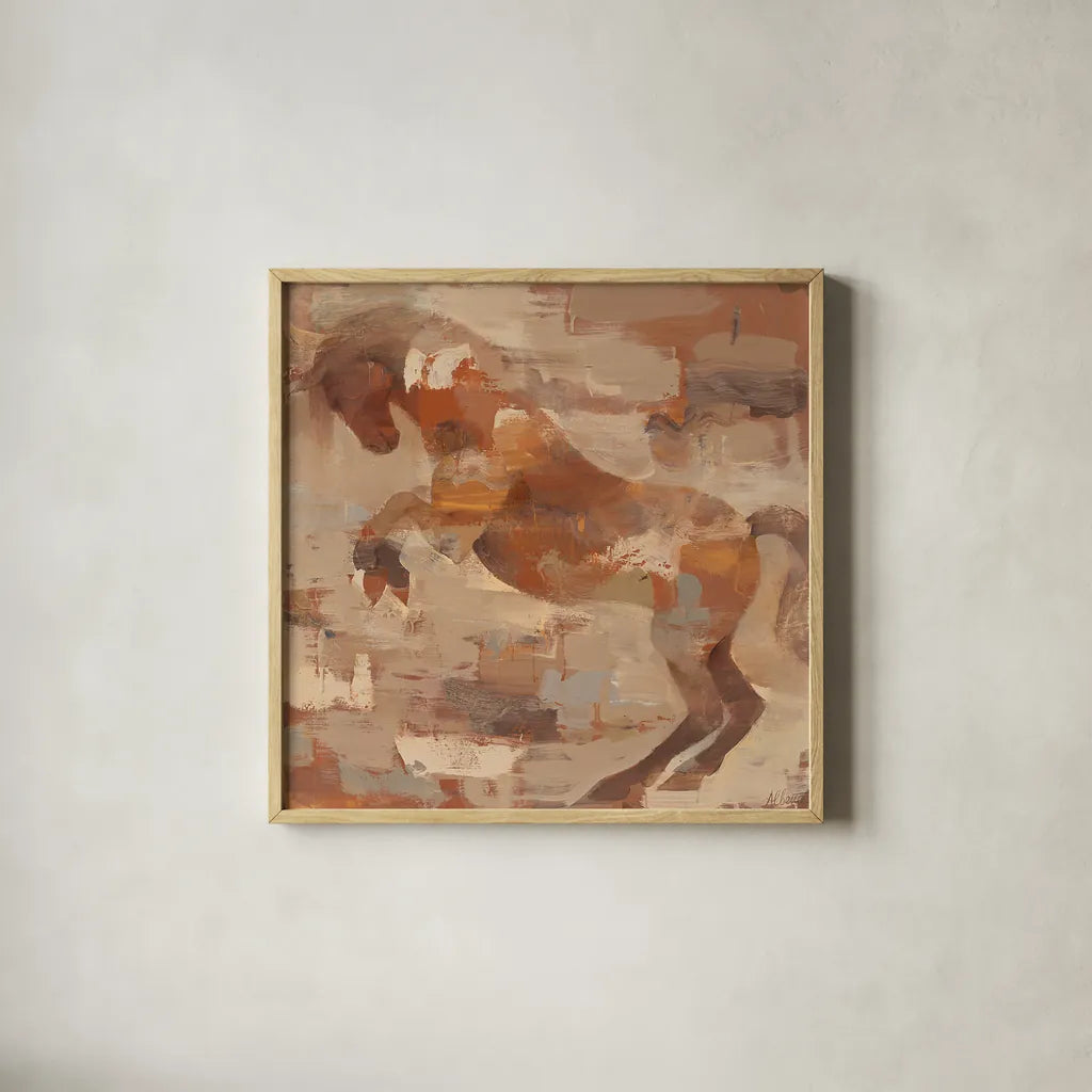 Wild and Free by Albena Hristova. Shown in a natural wood glass frame for a timeless modern aesthetic. Available as an archival giclee rolled canvas, fine art paper, or poster print. SKU 14220a.