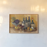 Wine and Fruit I v2 by Albena Hristova. shown as a paper print in a natural frame. Available as a archival giclee rolled canvas, fine art paper, or poster print. SKU 49937i.