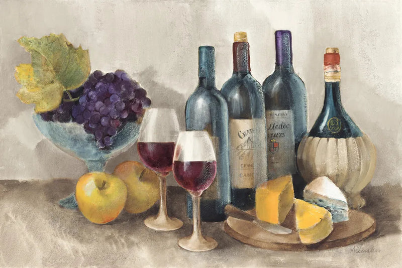 Wine and Fruit I v2 Light by Albena Hristova. SKU 51870i. Archival Giclee Fine art print for wall decor.