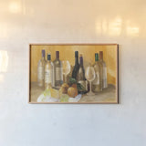 Wine and Fruit II v2 by Albena Hristova. shown as a paper print in a natural frame. Available as a archival giclee rolled canvas, fine art paper, or poster print. SKU 49938i.