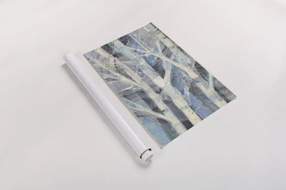 Winter Birches I by Albena Hristova. shown as a rolled paper print. Available as archival giclee rolled canvas, fine art paper, or poster print. SKU 23891h.