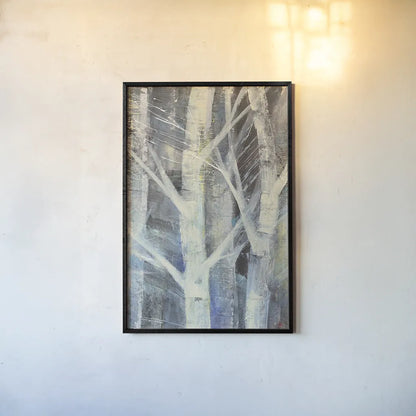 Winter Birches II by Albena Hristova. shown as a paper print in a black flame. Available as a archival giclee rolled canvas, fine art paper, or poster print. SKU 23892h.