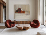 Winter on the Farm by Albena Hristova. Shown as extra-large giant wall art in a modern living room. Available as an archival giclee rolled canvas, fine art paper, or poster print. SKU 38926a.