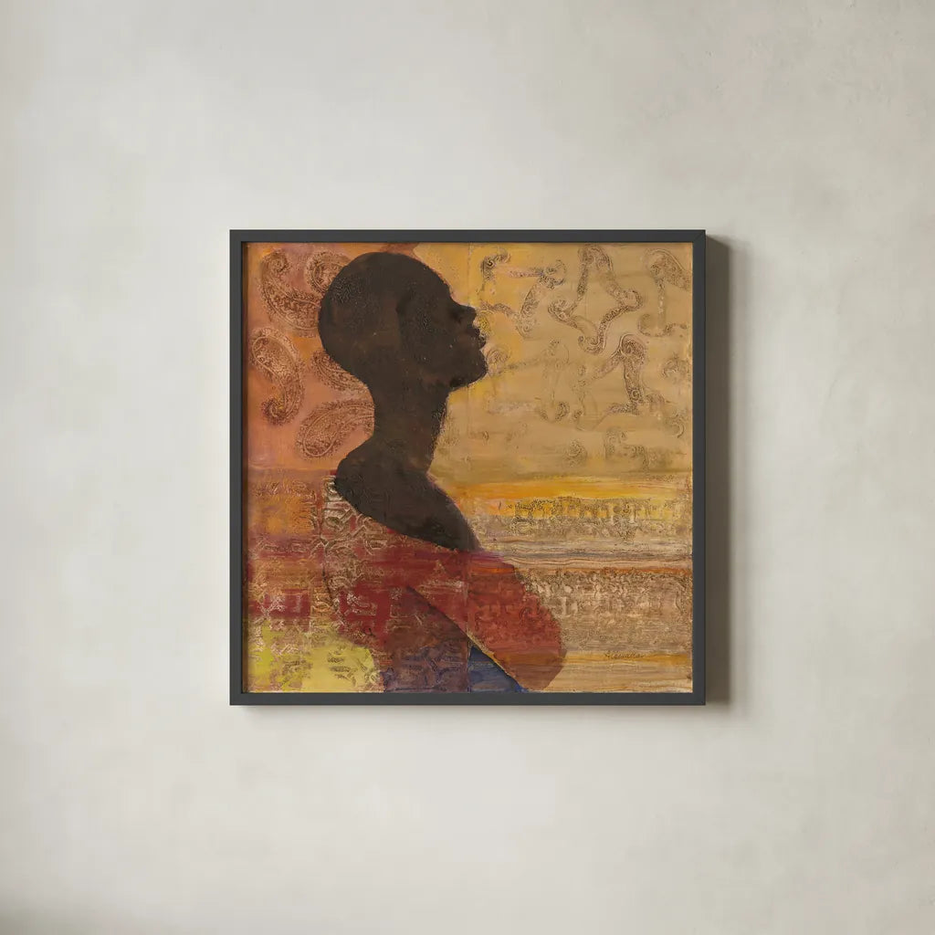 Women of the World III Crop by Albena Hristova. Shown in a sleek black glass frame for a contemporary gallery look. Available as an archival giclee rolled canvas, fine art paper, or poster print. SKU 71616a.