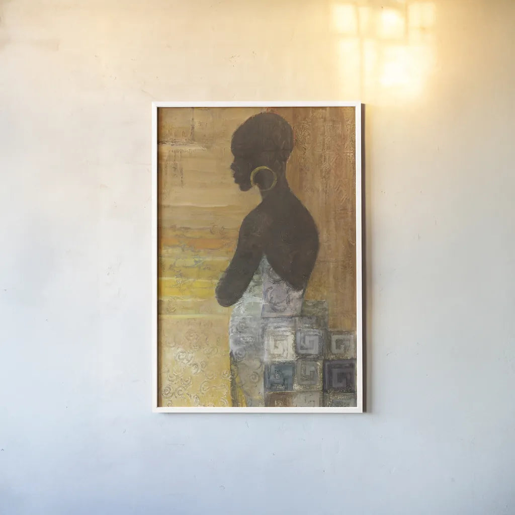 Women of the World IV by Albena Hristova. shown as a paper print in a white frame. Available as a archival giclee rolled canvas, fine art paper, or poster print. SKU 71617h.