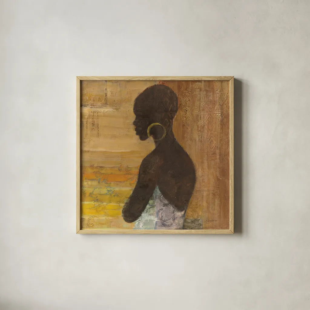 Women of the World IV Crop by Albena Hristova. Shown in a natural wood glass frame for a timeless modern aesthetic. Available as an archival giclee rolled canvas, fine art paper, or poster print. SKU 71617a.