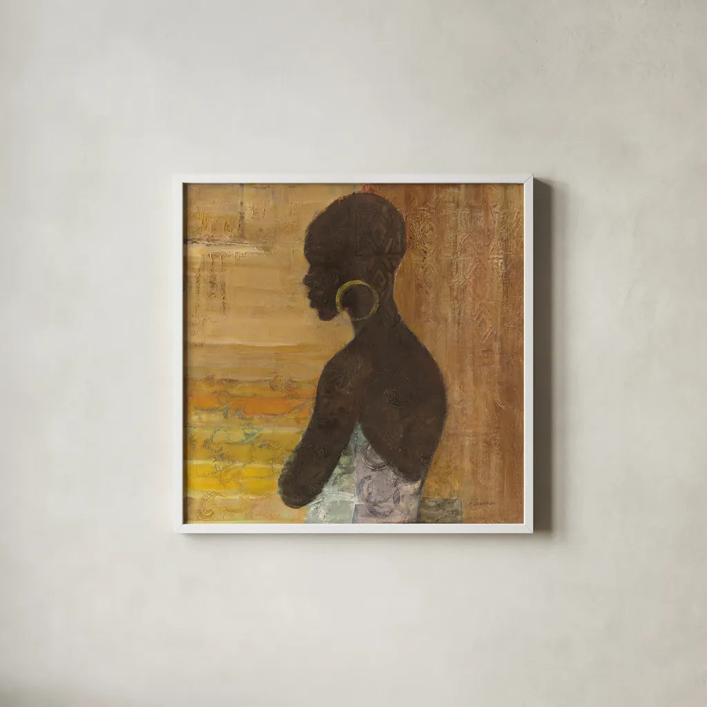 Women of the World IV Crop by Albena Hristova. Shown in a crisp white glass frame for a clean and minimalist style. Available as an archival giclee rolled canvas, fine art paper, or poster print. SKU 71617a.