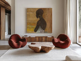 Women of the World IV Crop by Albena Hristova. Shown as extra-large giant wall art in a modern living room. Available as an archival giclee rolled canvas, fine art paper, or poster print. SKU 71617a.