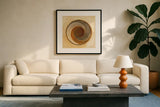 Woven Beauty I by Albena Hristova. Displayed in a glass frame with matte in a clean modern living room. Available as an archival giclee rolled canvas, fine art paper, or poster print. SKU 53330a.