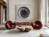 Woven Beauty I BW by Albena Hristova. Shown as extra-large giant wall art in a modern living room. Available as an archival giclee rolled canvas, fine art paper, or poster print. SKU 56850a.