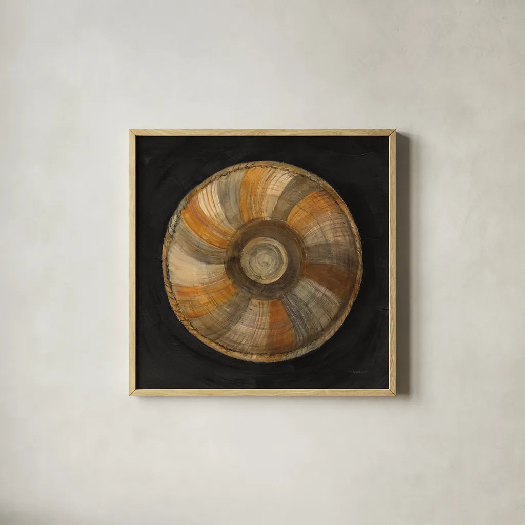 Woven Beauty II on Black by Albena Hristova. Shown in a natural wood glass frame for a timeless modern aesthetic. Available as an archival giclee rolled canvas, fine art paper, or poster print. SKU 59354a.