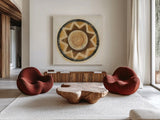 Woven Wonders III by Albena Hristova. Shown as extra-large giant wall art in a modern living room. Available as an archival giclee rolled canvas, fine art paper, or poster print. SKU 58718a.