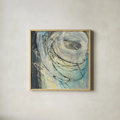 Yellow Tinted Twister by Albena Hristova. Shown in a natural wood glass frame for a timeless modern aesthetic. Available as an archival giclee rolled canvas, fine art paper, or poster print. SKU 46704a.