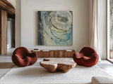 Yellow Tinted Twister by Albena Hristova. Shown as extra-large giant wall art in a modern living room. Available as an archival giclee rolled canvas, fine art paper, or poster print. SKU 46704a.