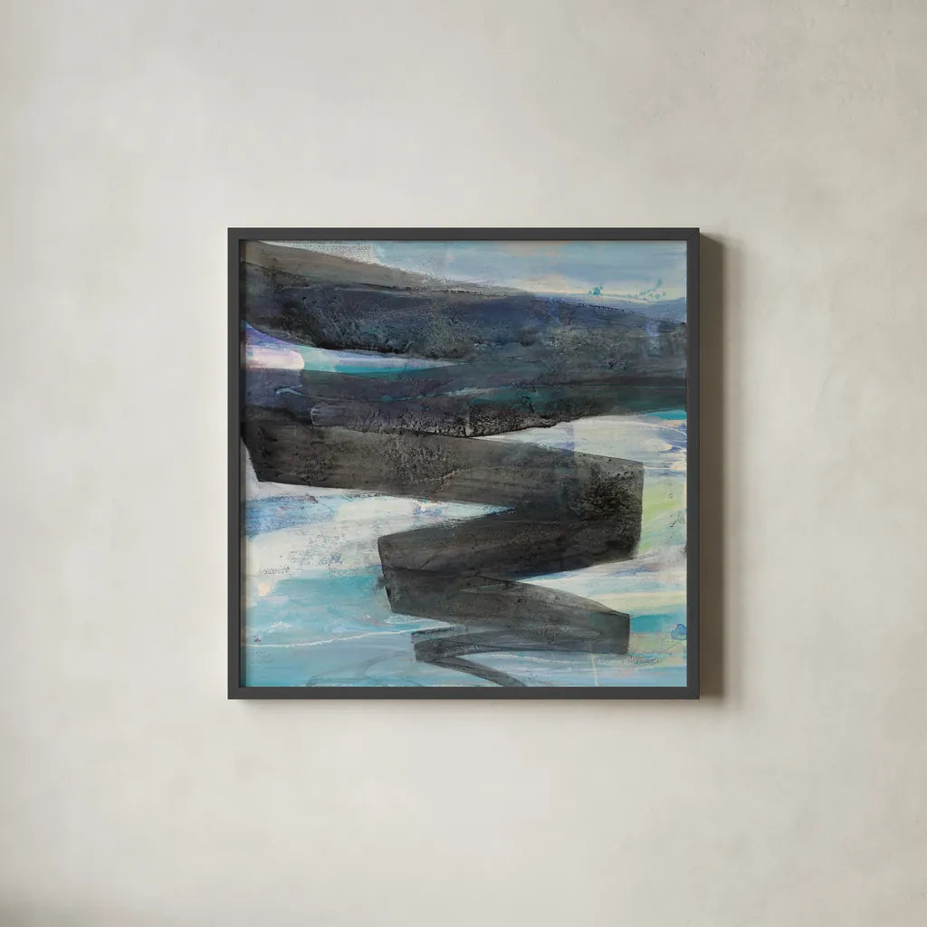 Zag by Albena Hristova. Shown in a sleek black glass frame for a contemporary gallery look. Available as an archival giclee rolled canvas, fine art paper, or poster print. SKU 63829a.