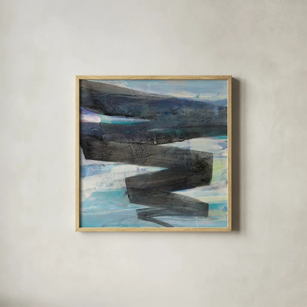 Zag by Albena Hristova. Shown in a natural wood glass frame for a timeless modern aesthetic. Available as an archival giclee rolled canvas, fine art paper, or poster print. SKU 63829a.