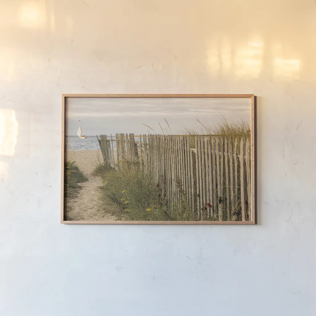 Along the Fence II by Aledanda. shown as a paper print in a natural frame. Available as a archival giclee rolled canvas, fine art paper, or poster print. SKU 46209i.