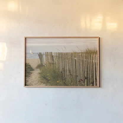 Along the Fence II by Aledanda. shown as a paper print in a natural frame. Available as a archival giclee rolled canvas, fine art paper, or poster print. SKU 46209i.