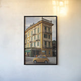 Around Town by Aledanda. shown as a paper print in a black flame. Available as a archival giclee rolled canvas, fine art paper, or poster print. SKU 58400h.