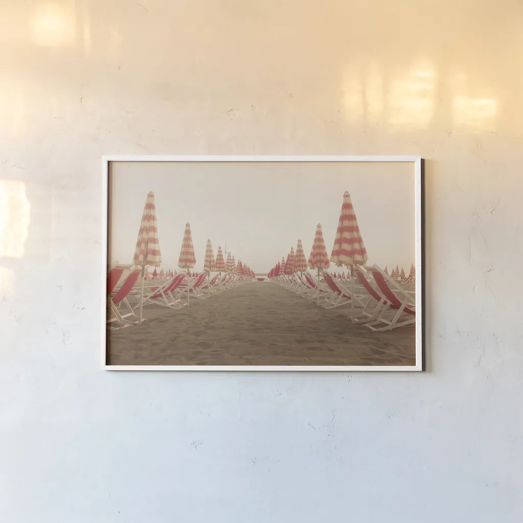 At the Beach I by Aledanda. shown as a paper print in a white frame. Available as a archival giclee rolled canvas, fine art paper, or poster print. SKU 58385i.