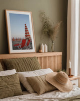 At the Beach IV by Aledanda. shown as a paper print in a natural frame. Available as a archival giclee rolled canvas, fine art paper, or poster print. SKU 58388h.