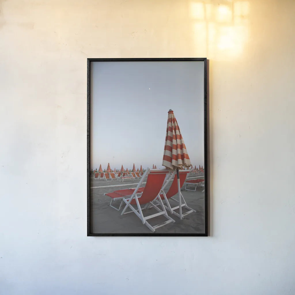 At the Beach IV by Aledanda. shown as a paper print in a black flame. Available as a archival giclee rolled canvas, fine art paper, or poster print. SKU 58388h.