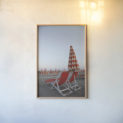 At the Beach IV by Aledanda. shown as a paper print in a natural frame. Available as a archival giclee rolled canvas, fine art paper, or poster print. SKU 58388h.