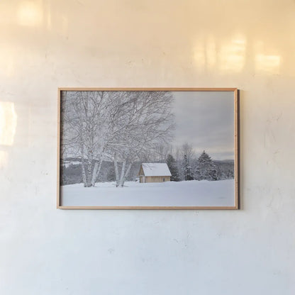 Barn with a View by Aledanda. shown as a paper print in a natural frame. Available as a archival giclee rolled canvas, fine art paper, or poster print. SKU 60527i.