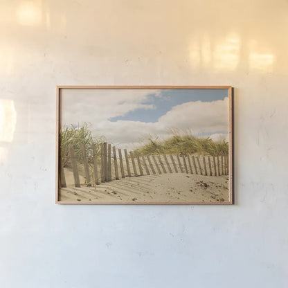Beach Dunes I by Aledanda. shown as a paper print in a natural frame. Available as a archival giclee rolled canvas, fine art paper, or poster print. SKU 46210i.