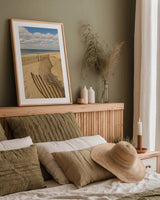 Beach Dunes II by Aledanda. shown as a paper print in a natural frame. Available as a archival giclee rolled canvas, fine art paper, or poster print. SKU 46211h.