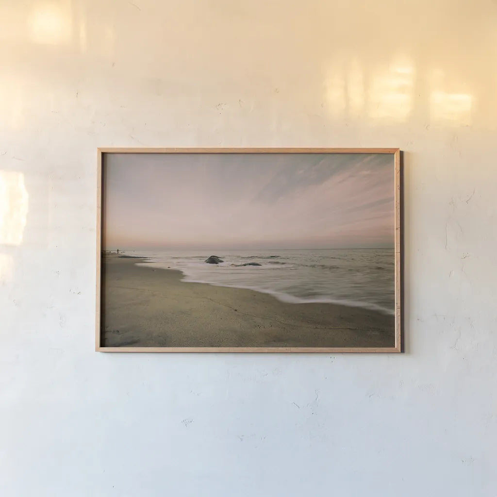 Beach Rays by Aledanda. shown as a paper print in a natural frame. Available as a archival giclee rolled canvas, fine art paper, or poster print. SKU 46202i.