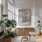 Bubble Bath I by Aledanda. shown as a print in a natural wood frame in a dining room. Available as a archival giclee rolled canvas, fine art paper, or poster print. SKU 57992h.