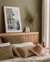 Bubble Bath II by Aledanda. shown as a paper print in a natural frame. Available as a archival giclee rolled canvas, fine art paper, or poster print. SKU 57993h.