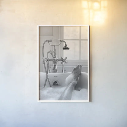 Bubble Bath II by Aledanda. shown as a paper print in a white frame. Available as a archival giclee rolled canvas, fine art paper, or poster print. SKU 57993h.