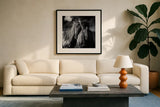 Buddies Crop by Aledanda. Displayed in a glass frame with matte in a clean modern living room. Available as an archival giclee rolled canvas, fine art paper, or poster print. SKU 47853a.