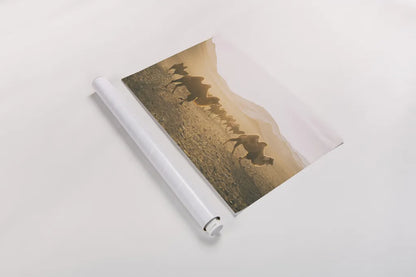 Camels on the Move by Aledanda. shown as a rolled paper print. Available as archival giclee rolled canvas, fine art paper, or poster print. SKU 63224i.