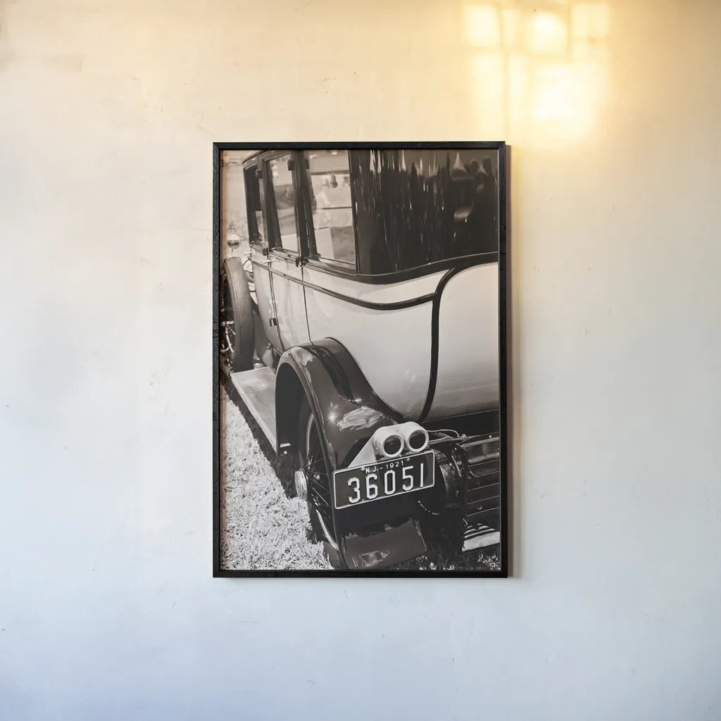 Classic Car V by Aledanda. shown as a paper print in a black flame. Available as a archival giclee rolled canvas, fine art paper, or poster print. SKU 37462h.