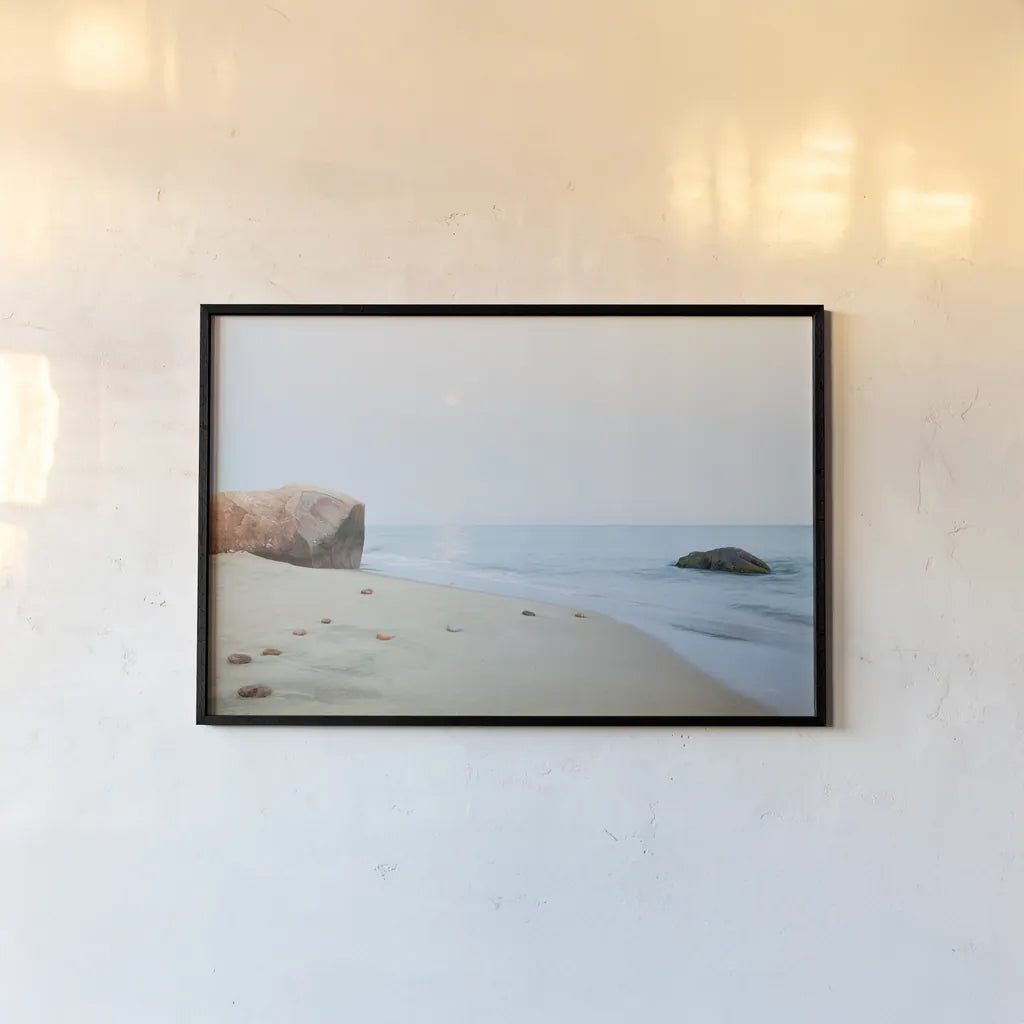 Coastal Rocks by Aledanda. shown as a paper print in a black flame. Available as a archival giclee rolled canvas, fine art paper, or poster print. SKU 46203i.