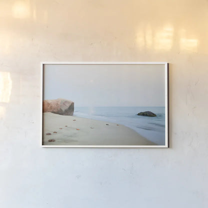 Coastal Rocks by Aledanda. shown as a paper print in a white frame. Available as a archival giclee rolled canvas, fine art paper, or poster print. SKU 46203i.