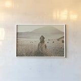 Desert Camel by Aledanda. shown as a paper print in a white frame. Available as a archival giclee rolled canvas, fine art paper, or poster print. SKU 63225i.