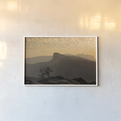 Desertscape by Aledanda. shown as a paper print in a white frame. Available as a archival giclee rolled canvas, fine art paper, or poster print. SKU 98021i.