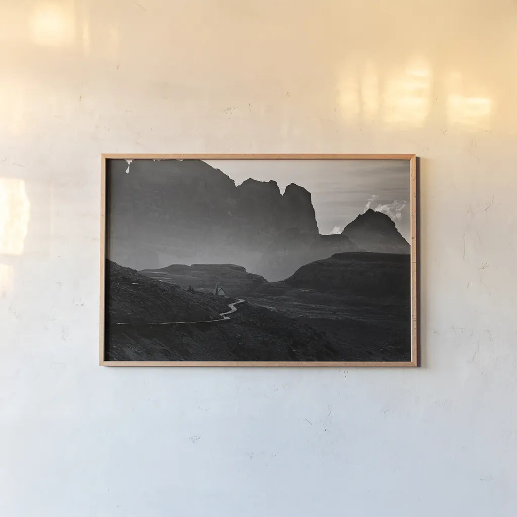 Dolomiti I by Aledanda. shown as a paper print in a natural frame. Available as a archival giclee rolled canvas, fine art paper, or poster print. SKU 64364i.