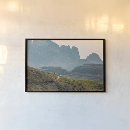 Dolomiti I Color by Aledanda. shown as a paper print in a black flame. Available as a archival giclee rolled canvas, fine art paper, or poster print. SKU 78130i.
